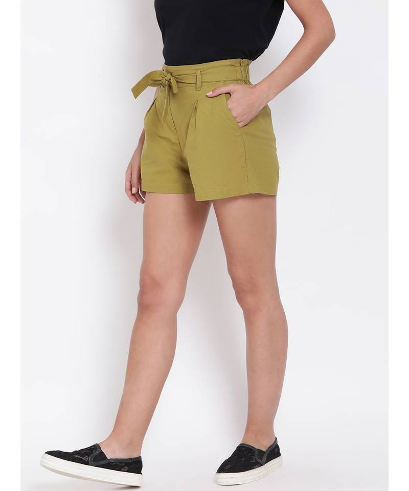 Olive Green Knot Me Up Shorts