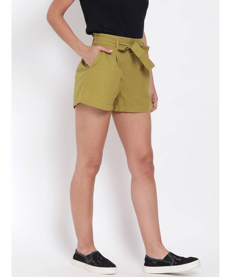 Olive Green Knot Me Up Shorts