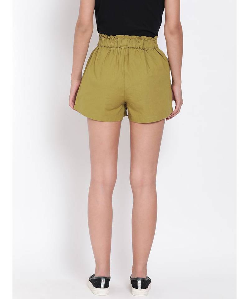 Olive Green Knot Me Up Shorts