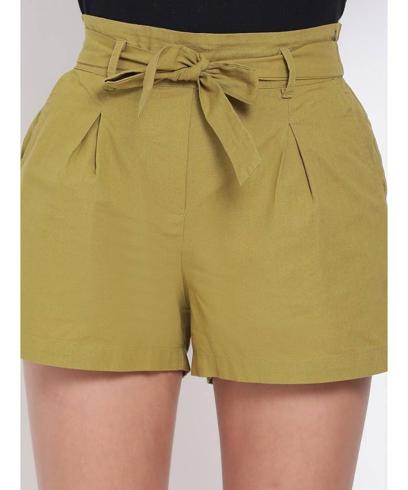 Olive Green Knot Me Up Shorts