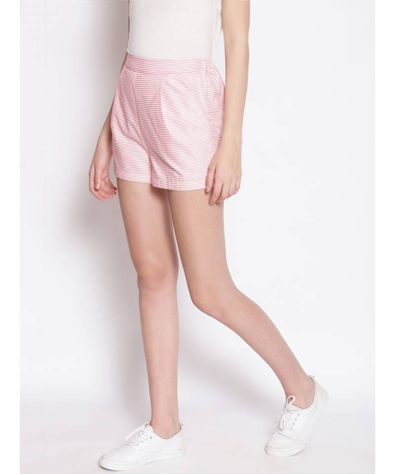 Baby Pink Striped Women's Shorts