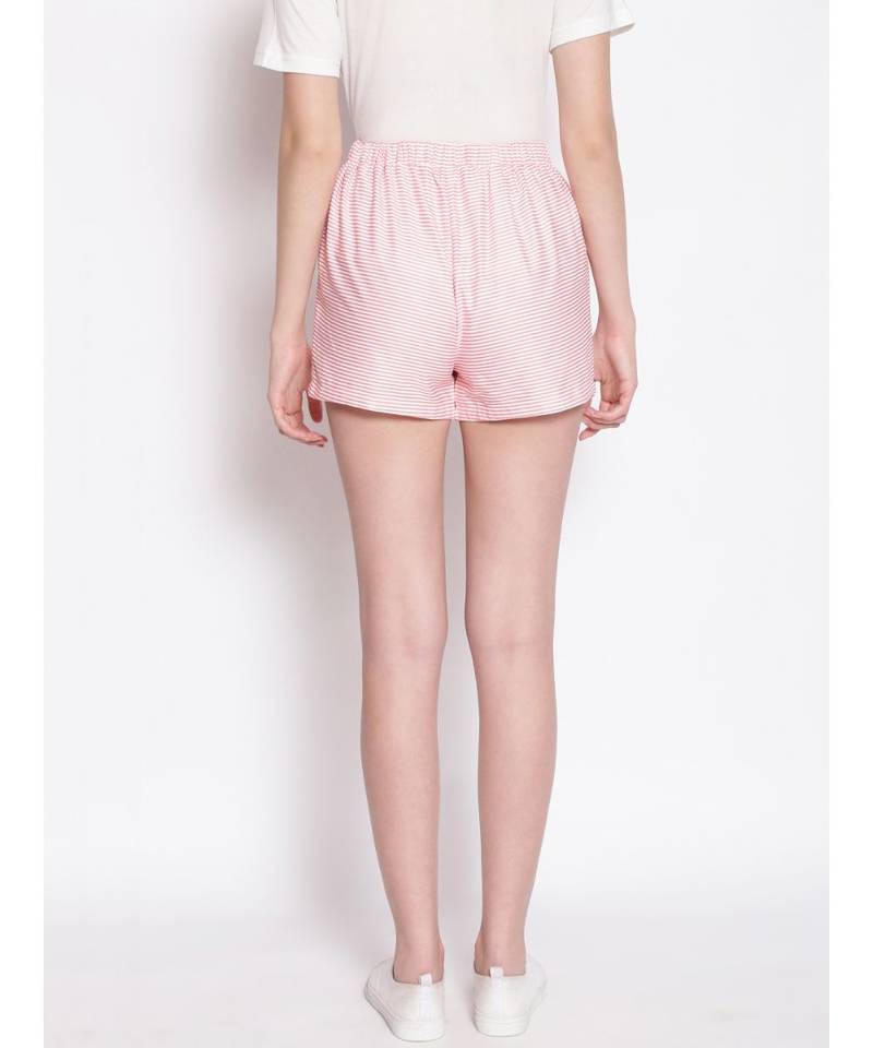 Baby Pink Striped Women's Shorts