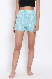 Blue Checkered Nightwear Shorts
