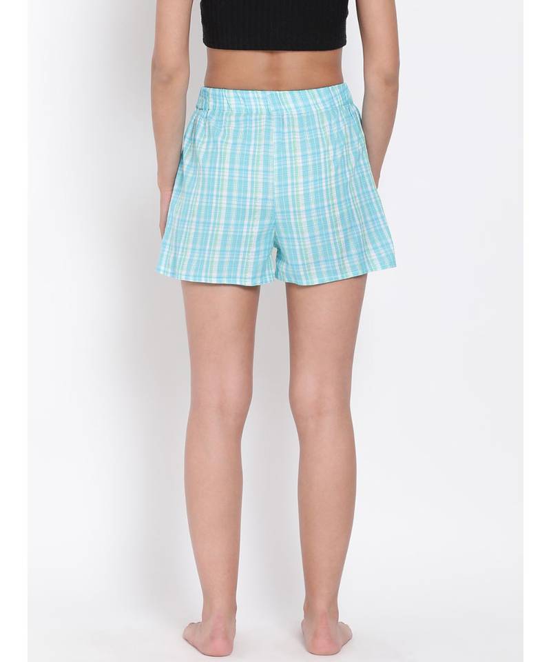 Blue Checkered Nightwear Shorts