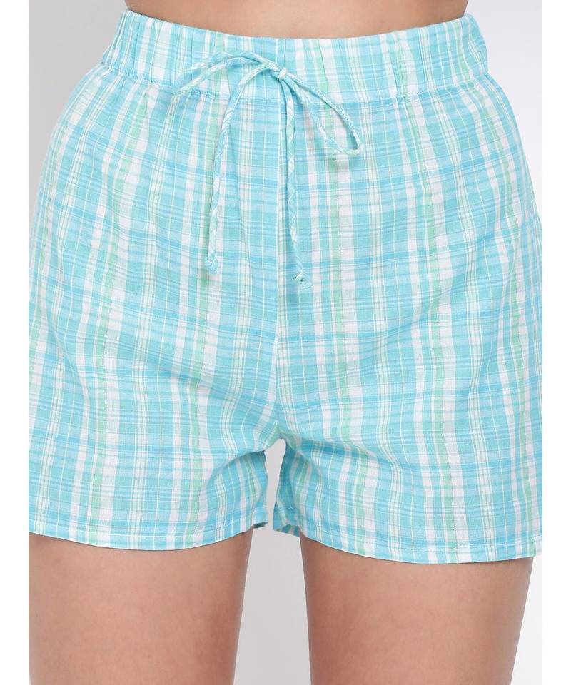 Blue Checkered Nightwear Shorts