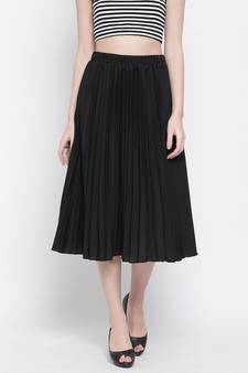 Black East Pleated Women Skirt