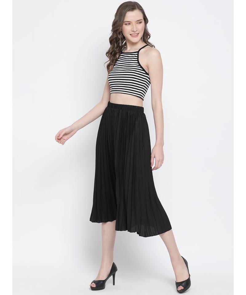 Black East Pleated Women Skirt