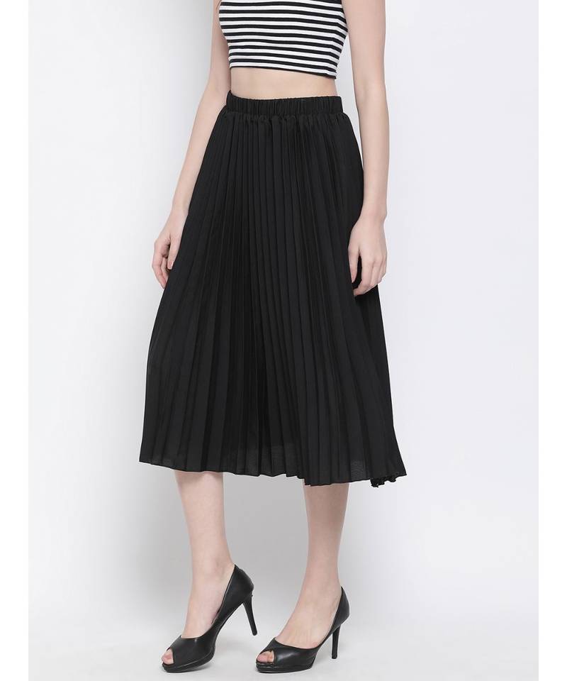 Black East Pleated Women Skirt