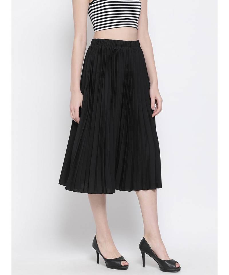 Black East Pleated Women Skirt