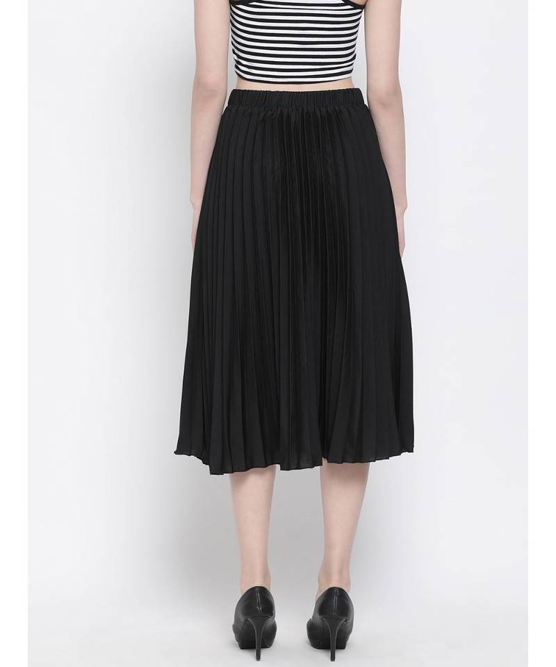 Black East Pleated Women Skirt