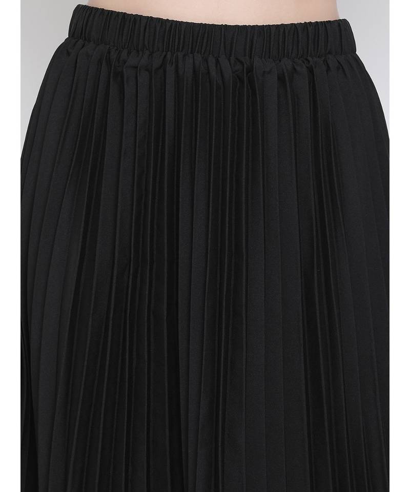 Black East Pleated Women Skirt