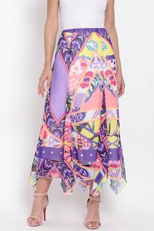 Abstract Print Handkerchief Maxi  Skirt