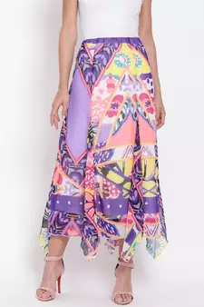 Abstract Print Handkerchief Maxi  Skirt