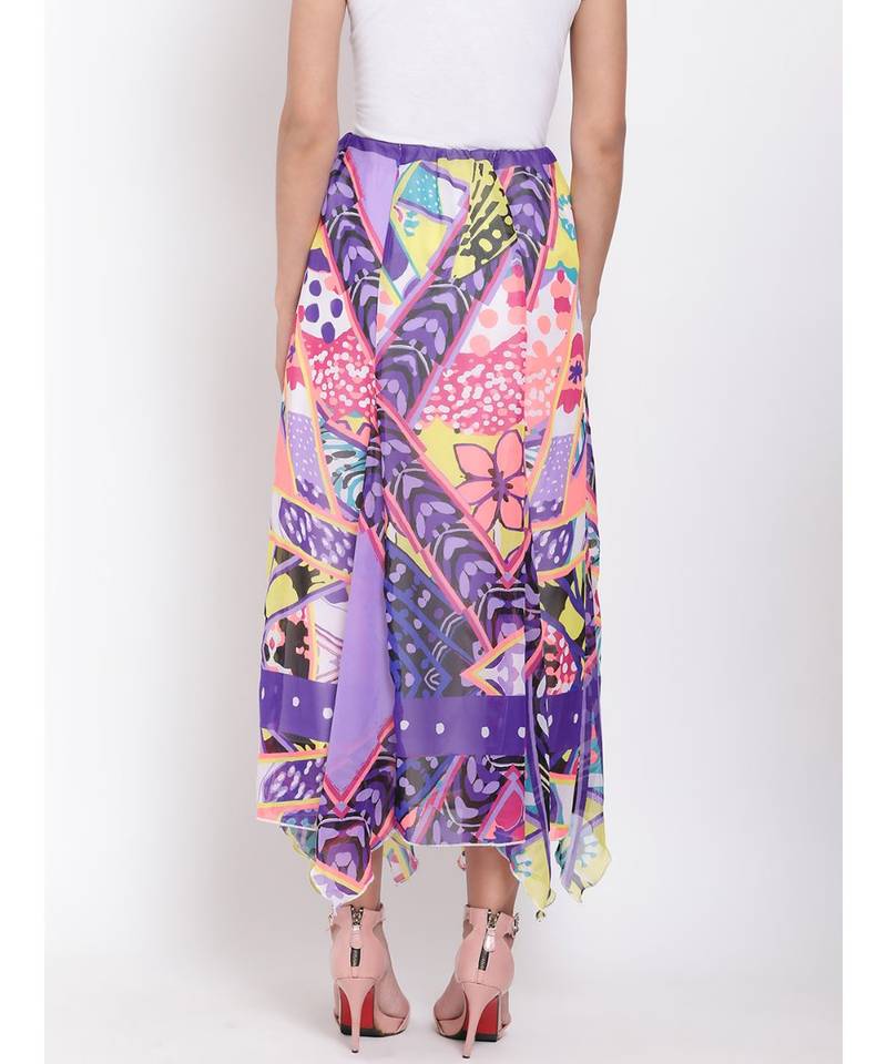 Abstract Print Handkerchief Maxi  Skirt