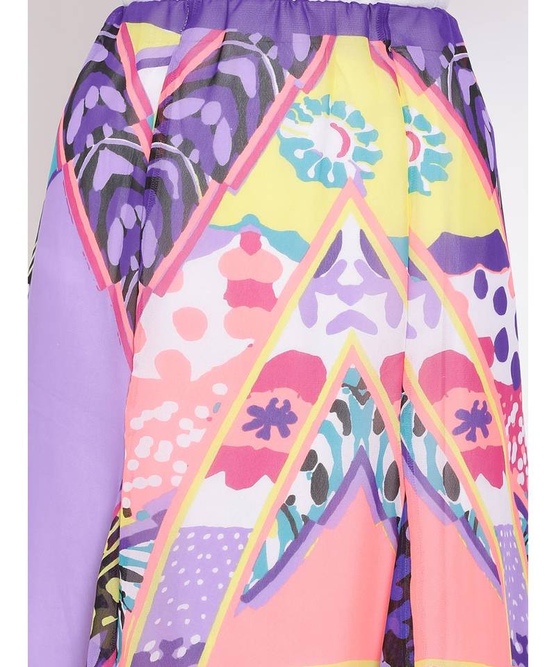 Abstract Print Handkerchief Maxi  Skirt