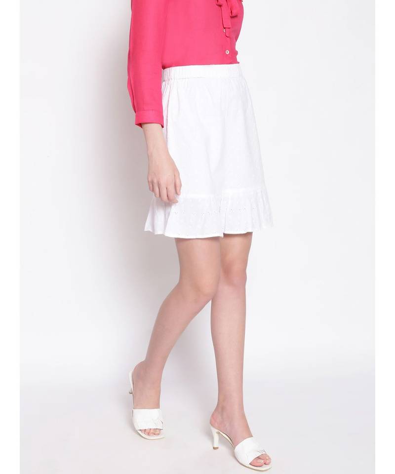 Icy White Women's Trumpet Schiffli Skirt