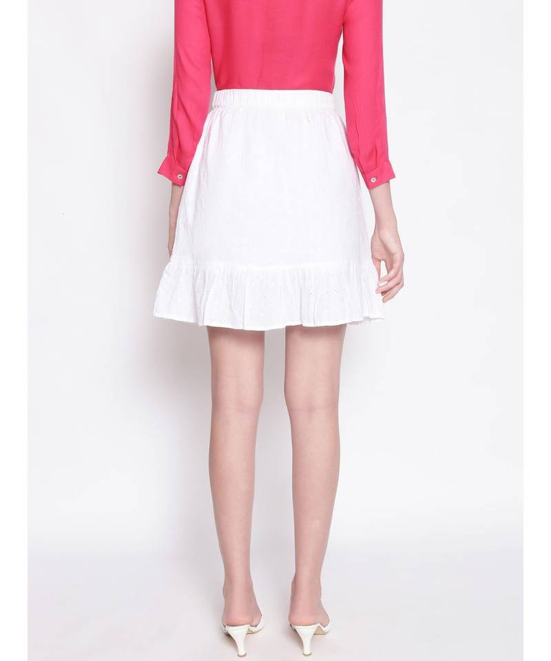 Icy White Women's Trumpet Schiffli Skirt