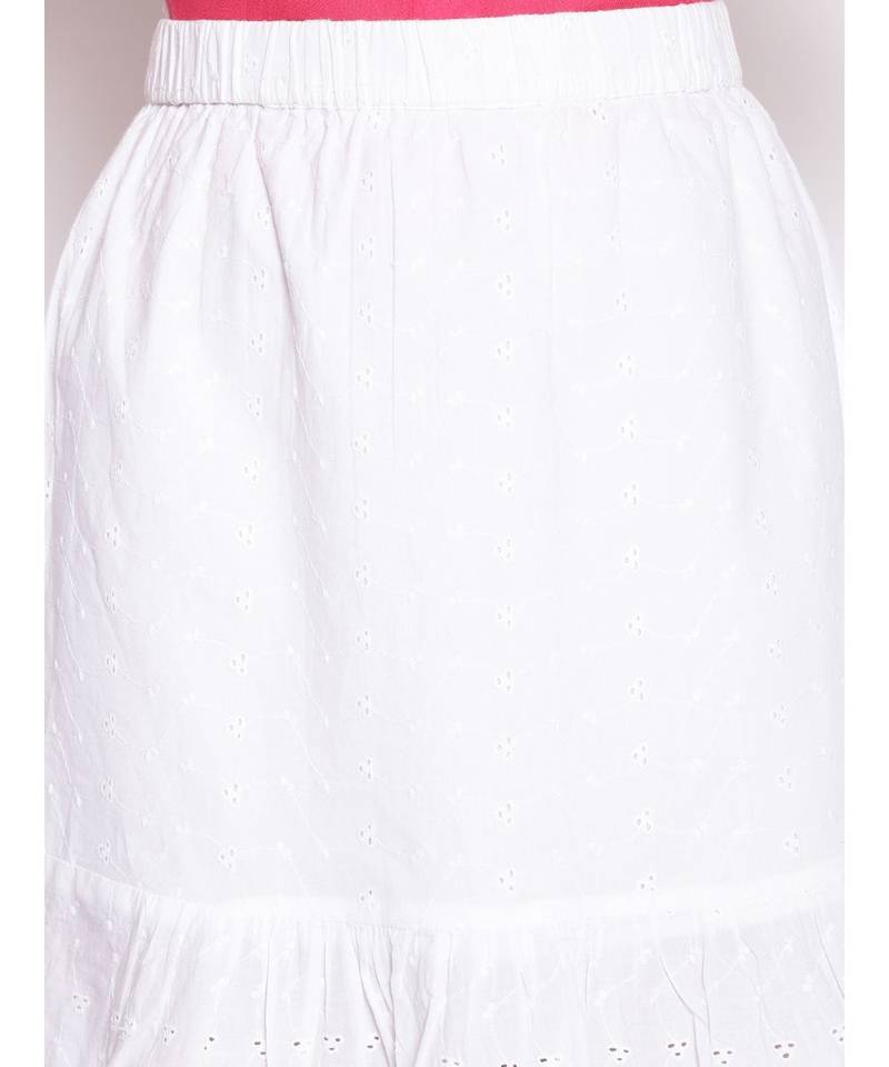 Icy White Women's Trumpet Schiffli Skirt