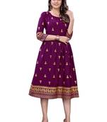 Wine printed rayon ethnic-kurtis