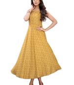 Yellow printed rayon ethnic-kurtis
