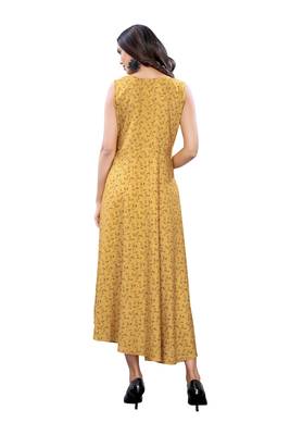 Yellow printed rayon ethnic-kurtis 2