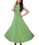 Green printed rayon ethnic-kurtis