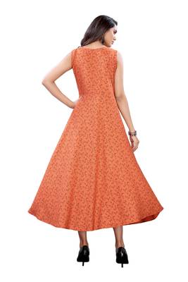 Orange printed rayon ethnic-kurtis 2