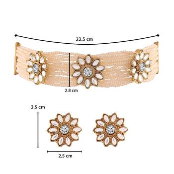 Traditional Floral Kundan & Pearl Choker Necklace Set for Women  5