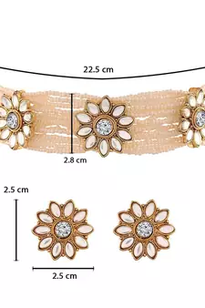 Traditional Floral Kundan & Pearl Choker Necklace Set for Women 