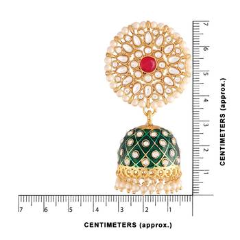 Meena Work Pearl Kundan Studded Jhumki Earring For Women  4