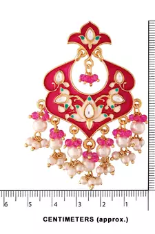 Meena Work Kundan Pearl Studded Chandbali Earring For Women 
