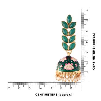 Traditional Meena Work Leaf Shaped Jhumki Earring For Women  4
