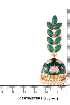 Traditional Meena Work Leaf Shaped Jhumki Earring For Women 