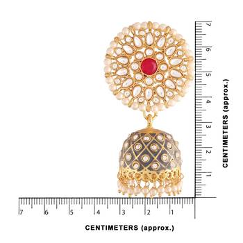 Traditional Meena Work Pearl Kundan Studded Jhumki Earring For Women  4