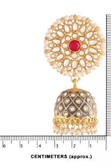 Traditional Meena Work Pearl Kundan Studded Jhumki Earring For Women 