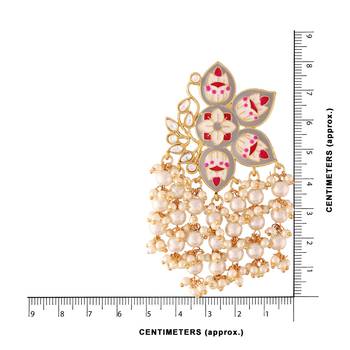 Traditional Meena Work Pearl Kundan Studded Drop Earring For Women  4