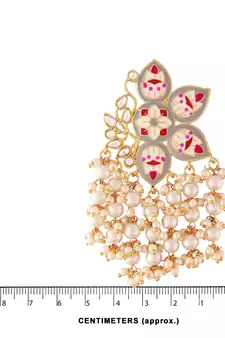 Traditional Meena Work Pearl Kundan Studded Drop Earring For Women 