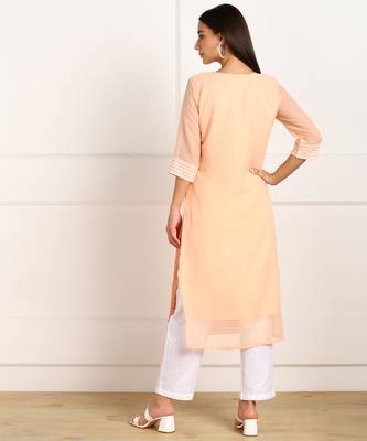 Peach embroidered georgette chikankari-kurtis 2