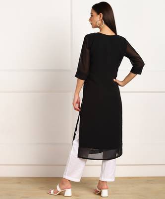 Black embroidered georgette chikankari-kurtis 2