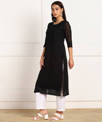 Black embroidered georgette chikankari-kurtis 3