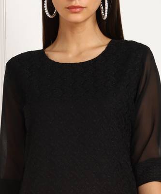 Black embroidered georgette chikankari-kurtis 4