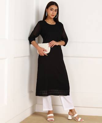 Black embroidered georgette chikankari-kurtis 5