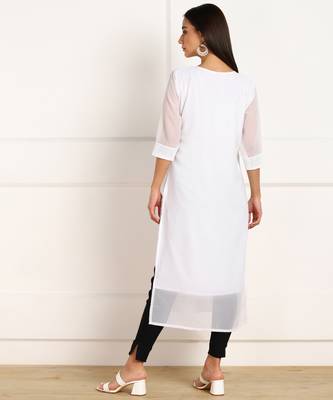 White embroidered georgette chikankari-kurtis 2