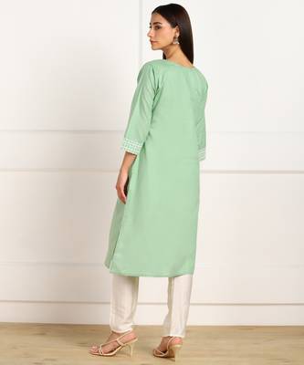 Green embroidered cotton chikankari-kurtis 2