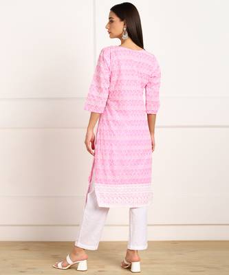 Pink embroidered cotton kurtas-and-kurtis 2