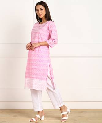 Pink embroidered cotton kurtas-and-kurtis 3