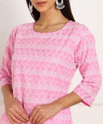 Pink embroidered cotton kurtas-and-kurtis 5