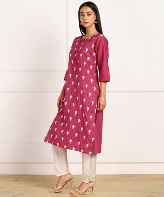 Maroon embroidered cotton kurtas-and-kurtis 3