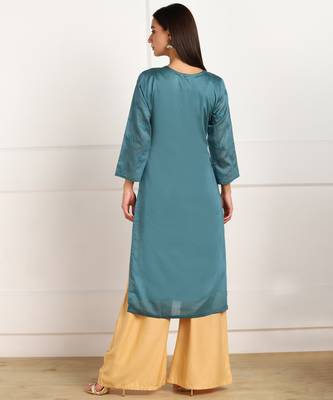 Blue embroidered chanderi kurtas-and-kurtis 2