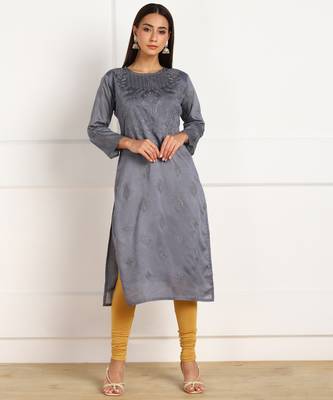 Grey embroidered chanderi kurtas-and-kurtis 1